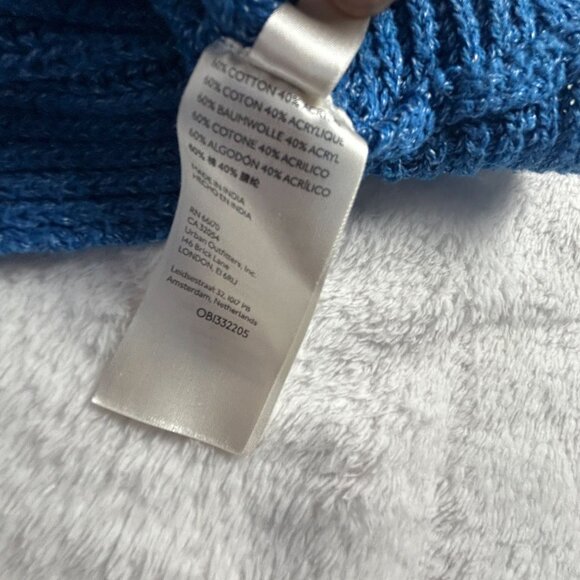 Free People Womens Marley Collared Cropped Oversized V-Neck Sweater Size XS Blue - Picture 4 of 8